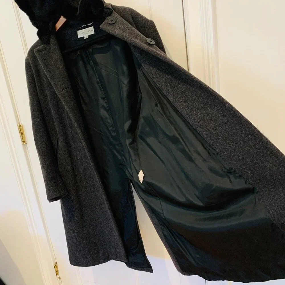 Vintage Albert Nipon Size 12 Coat Long Black 100%… - image 6